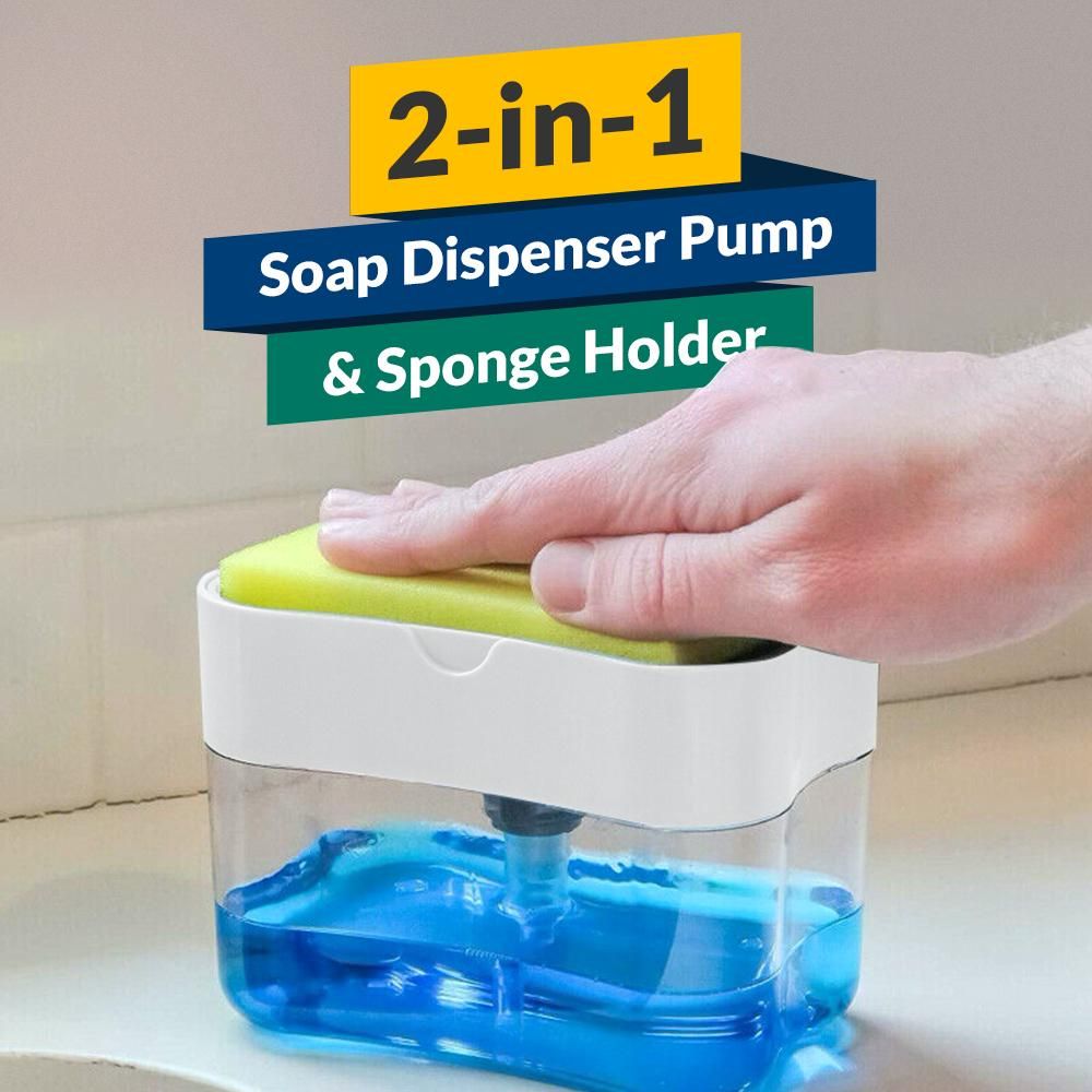 2-in-1 Soap Dispenser Pump &amp; Sponge Holder