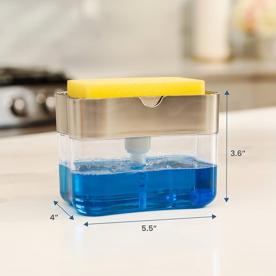 2-in-1 Soap Dispenser Pump &amp; Sponge Holder