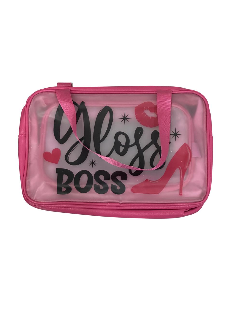 3-in-1 "Gloss Boss" Pink Toiletry & Makeup Carryall Set