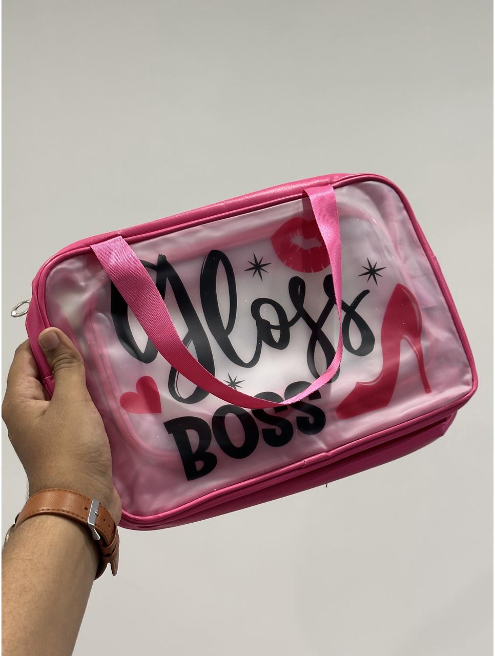 3-in-1 "Gloss Boss" Pink Toiletry & Makeup Carryall Set