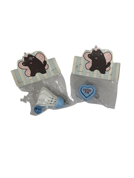 Cute Kawaii Mini Keychain Set (Button & Gift Box Design)