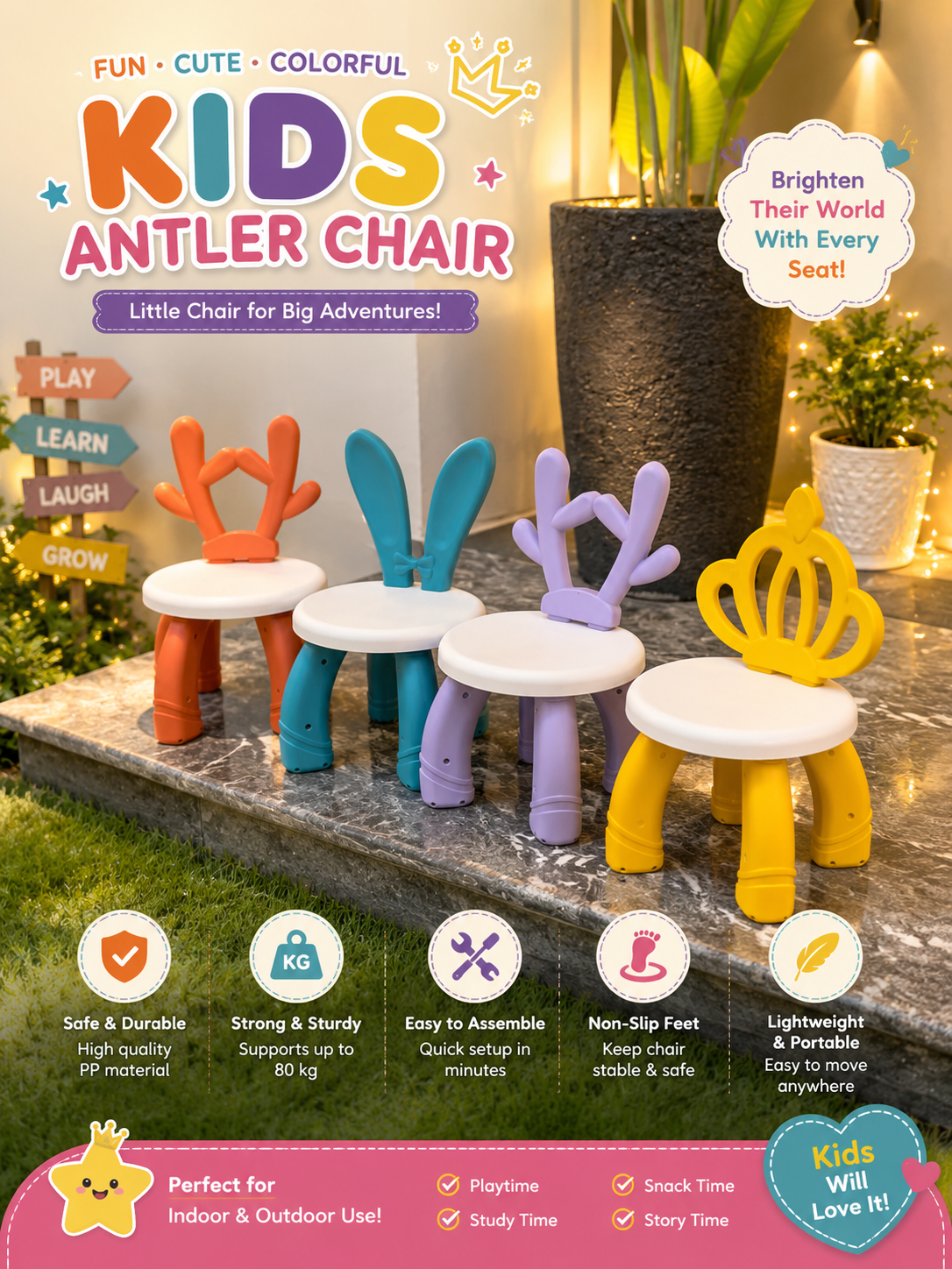 Kids Cute Antler Chairs