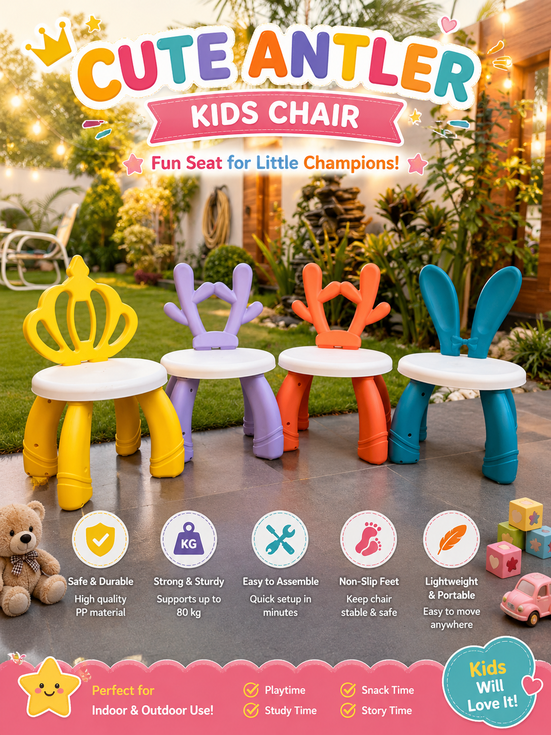 Kids Cute Antler Chairs