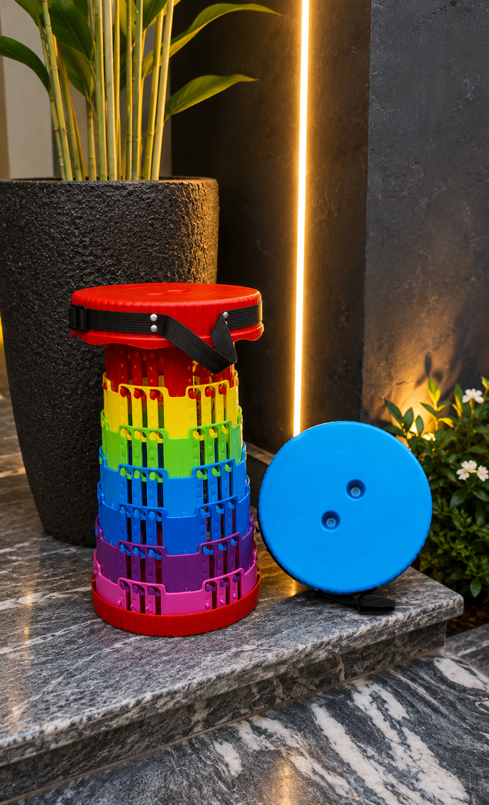 PORTABLE ROUND FOLDING STOOL
